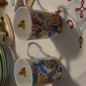 Pair of English bone china toy shop Kingsbury mugs a pair.